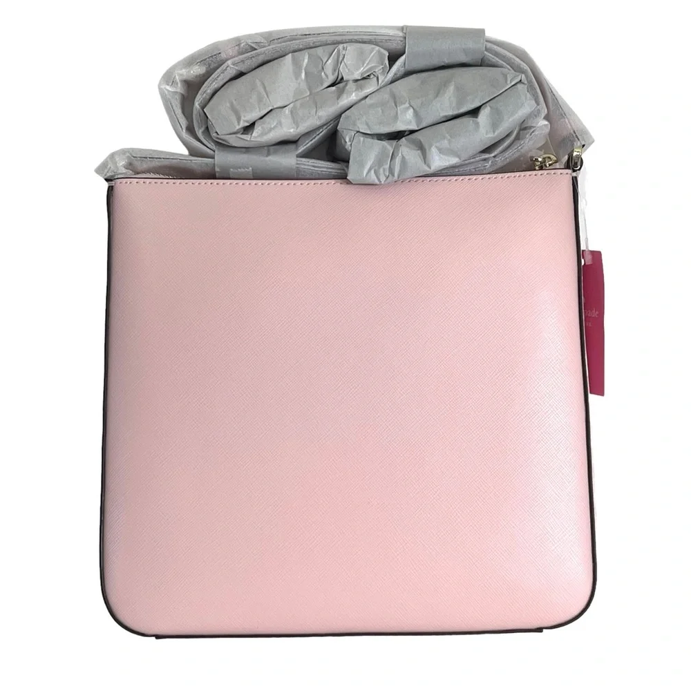 Kate Spade Crossbody Sadie North South Saffiano Leather Chalk Pink Zip Bag - Picture 3 of 12